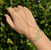 Yellow Gold Filled Green Enamel Rolo Waterfall Hand Lariat