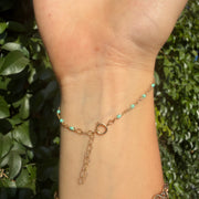 Yellow Gold Filled Turquoise Enamel Hand Lariat
