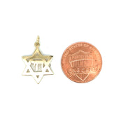 14K Yellow Gold Star of David with Chai Pendant