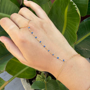 Yellow Gold Filled Royal Blue Enamel Rolo Hand Lariat