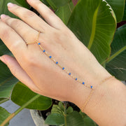 Yellow Gold Filled Royal Blue Enamel Rolo Hand Lariat