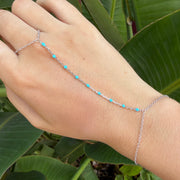 925 Sterling Silver Turquoise Enamel Rolo Hand Lariat