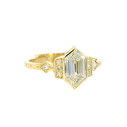 18K Yellow Gold Vintage Inspired Starfire 1.02 ct Lab Grown Hexagon Diamond Ring