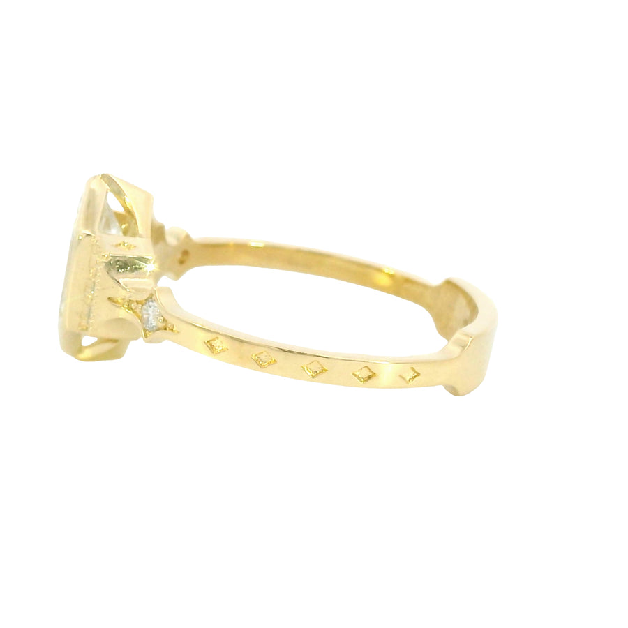 18K Yellow Gold Vintage Inspired Starfire 1.02 ct Lab Grown Hexagon Diamond Ring