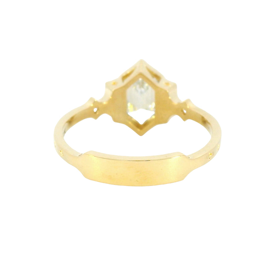 18K Yellow Gold Vintage Inspired Starfire 1.02 ct Lab Grown Hexagon Diamond Ring