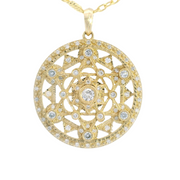 14K Yellow Gold  Lab Diamond Sacred Geometry Medallion Pendant