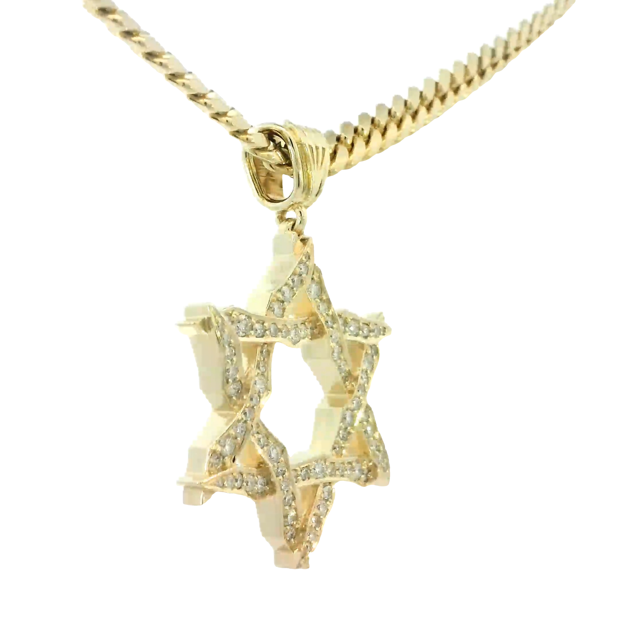 14K Yellow Gold Natural Diamond Magen David