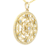 14K Yellow Gold  Lab Diamond Sacred Geometry Medallion Pendant