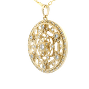 14K Yellow Gold  Lab Diamond Sacred Geometry Medallion Pendant