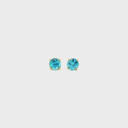 14K Yellow Gold Martini Set Blue Zircon Stud Earrings