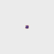 14K Yellow Gold Martini Set Natural Round Cut Purple Sapphire Stud Earring