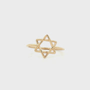 18K Yellow Gold Star of David Ring