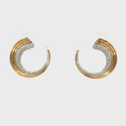 14K Yellow and White Gold Front Back Hoop Diamond Earrings