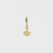 14K Yellow Gold Pearl Clam Shell Rondelle Charm Pendant