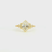 18K Yellow Gold Dutchess Lab Diamond Vintage Inspired Starfire Engagement Ring