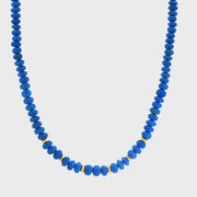 14K Yellow Gold Graduated Ceruleite Beaded Necklace