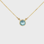 14K Yellow Gold Natural Aquamarine Bezel Set Necklace