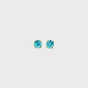 14K Yellow Gold Martini Set Blue Zircon Stud Earrings