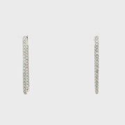 14K White Gold Rectangular Hoop Diamond Earrings