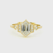 18K Yellow Gold Vintage Inspired Starfire 1.02 ct Lab Grown Hexagon Diamond Ring