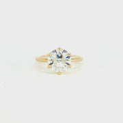 18K Yellow Gold 3.09ct E VS1 Lab Diamond Aurora Glow Old European Ring