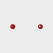 14K Yellow Gold Martini Set Red Sapphire Stud Earrings