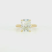 14K Yellow Gold Cushion Cut Lab Diamond Signature Solitaire Engagement Ring