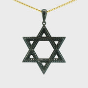 14K White Gold Black Ruthenium Plated Black Diamond Star of David 'Max' Pendant