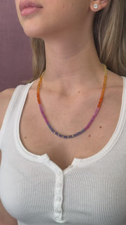 14K Yellow Gold Unicorn Sunset Beaded Necklace