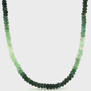14K Yellow Gold Graduated Rustic Emerald Beaded Necklace