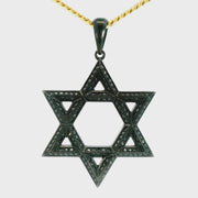 14K White Gold Black Ruthenium Plated Black Diamond Star of David 'Max' Pendant