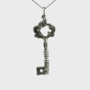 Sterling Silver French Door Dead Lock Key Necklace