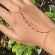 Yellow Gold Filled Burgundy Enamel Rolo Hand Lariat