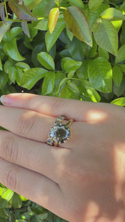 18K Yellow Gold Natural Whiskey Diamond Vintage Inspired Aurora Glow Ring
