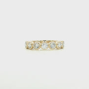 14K Yellow Gold Seven Stone Bezel Set Diamond Band