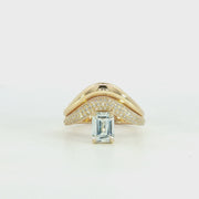 14K Yellow Gold White Sapphire & Natural Diamonds Regal Wavy Ring