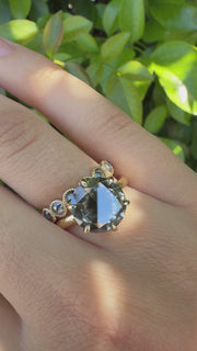18K Yellow Gold Natural Whiskey Diamond Vintage Inspired Aurora Glow Ring