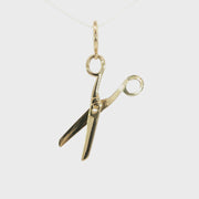 14K Yellow Gold Scissors Rondelle Charm Pendant