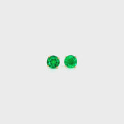 14K Yellow Gold Martini Set Emerald Stud Earrings