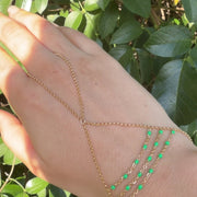 Yellow Gold Filled Green Enamel Rolo Waterfall Hand Lariat