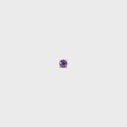 14K Yellow Gold Martini Set Natural Round Cut Purple Sapphire Stud Earring