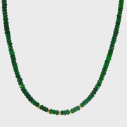 14K Yellow Gold Viridian Emerald Beaded Necklace