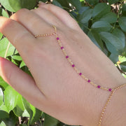 Yellow Gold Filled Burgundy Enamel Rolo Hand Lariat