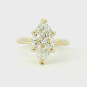 14K 4.10ct E VVS2 Yellow Gold Lab Diamond Marquise Signature Solitaire Ring