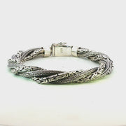 925 Sterling Silver Heavy Alternating Twist Bali Bracelet