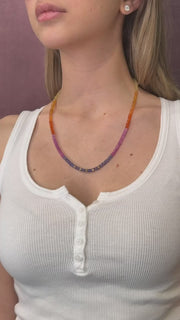 14K Yellow Gold Unicorn Sunset Beaded Necklace