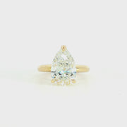 14K Yellow Gold Pear Cut Lab Diamond Signature Solitaire Engagement Ring