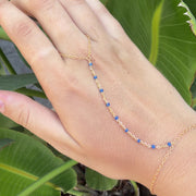 Yellow Gold Filled Royal Blue Enamel Rolo Hand Lariat