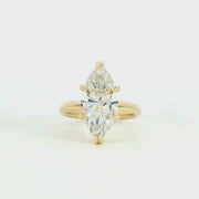 14K Yellow Gold Marquise Cut Lab Diamond Signature Solitaire Engagement Ring