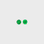 14K Yellow Gold Martini Set Emerald Stud Earrings